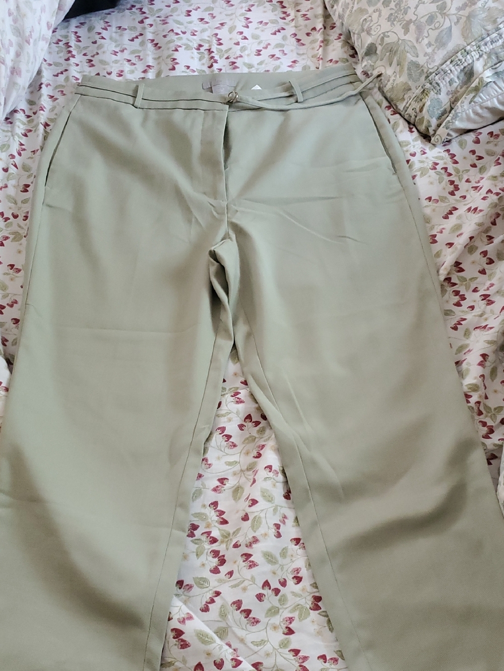 H&M Cropped Ankle Pants in Light Sage Green